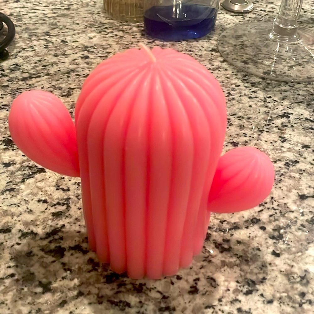 Large Pink, Cactus Shaped Candle Statement & Personality Piece - Picture 3 of 3
